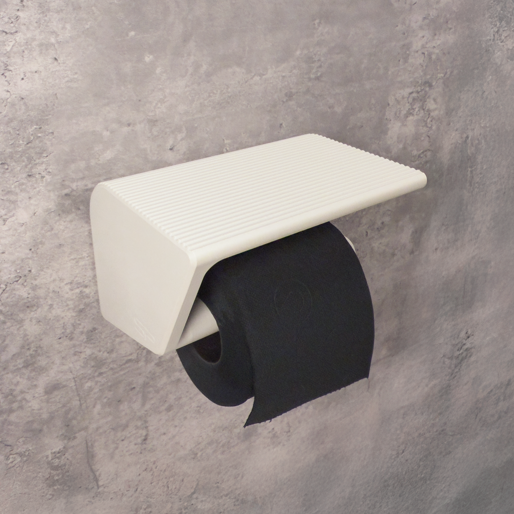 3D-gedruckter Toilettenpapierhalter mit Handy- und Tablet-Ständer sowie Ablage | variabler Betrachtungswinkel | ohne Bohren