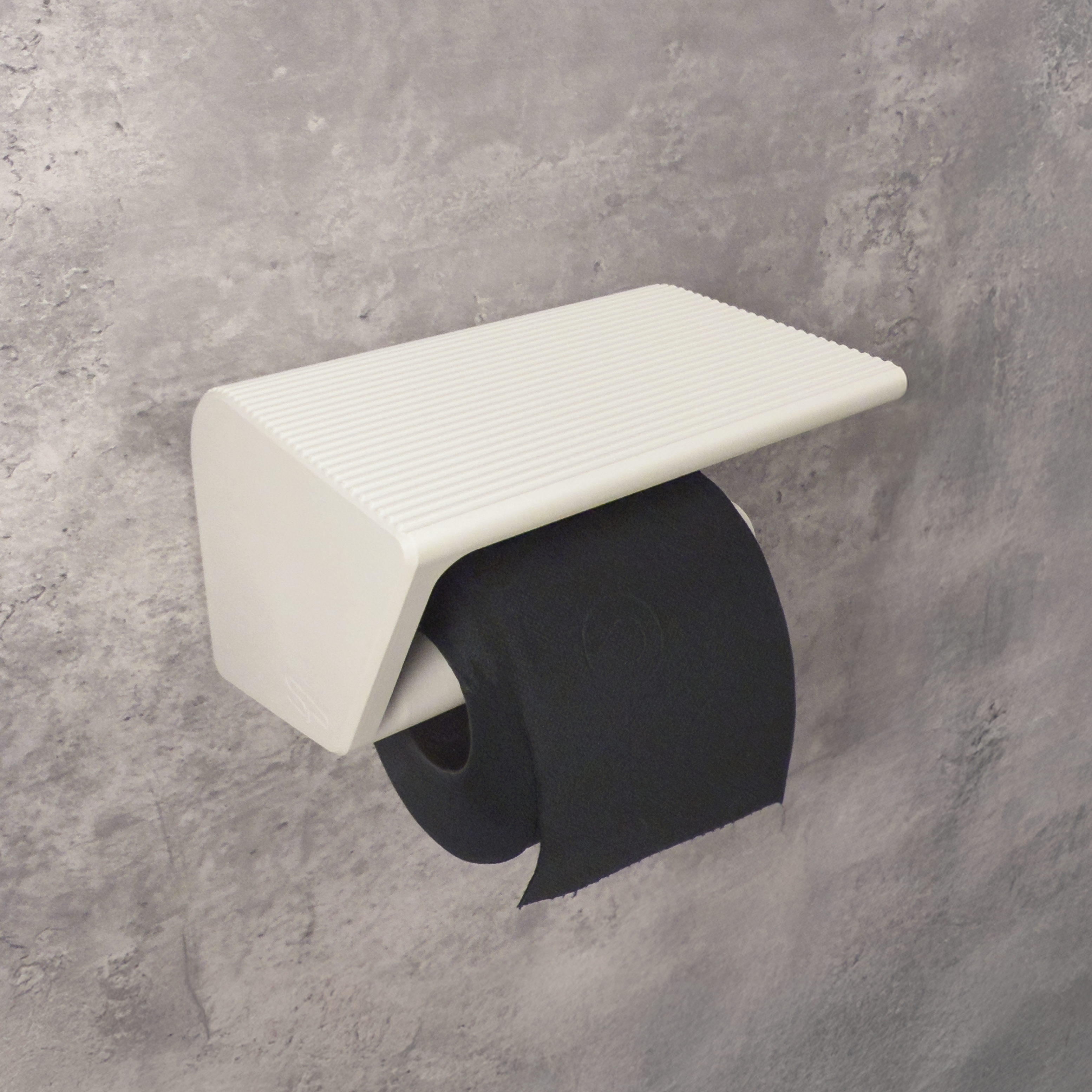 3D-gedruckter Toilettenpapierhalter mit Handy- und Tablet-Ständer sowie Ablage | variabler Betrachtungswinkel | ohne Bohren