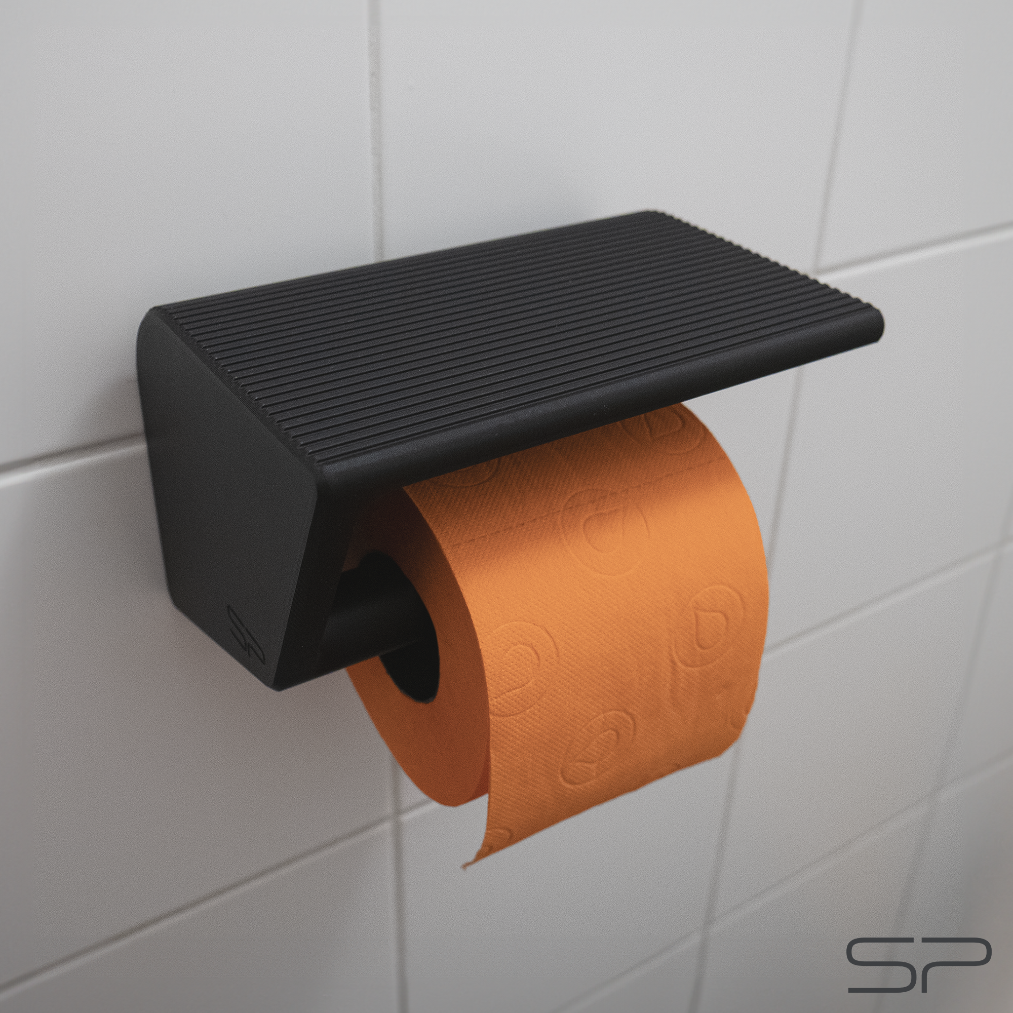 3D-gedruckter Toilettenpapierhalter mit Handy- und Tablet-Ständer sowie Ablage | variabler Betrachtungswinkel | ohne Bohren