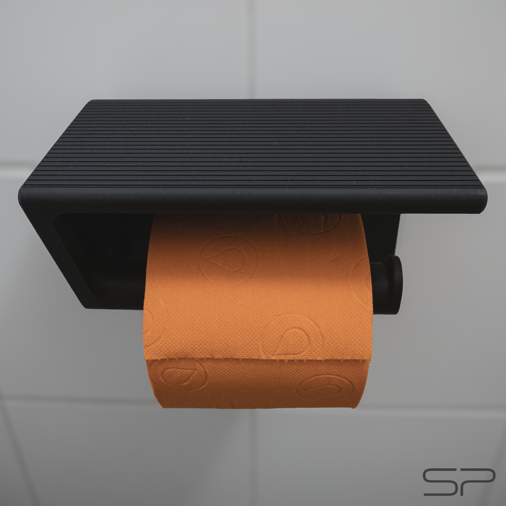 3D-gedruckter Toilettenpapierhalter mit Handy- und Tablet-Ständer sowie Ablage | variabler Betrachtungswinkel | ohne Bohren