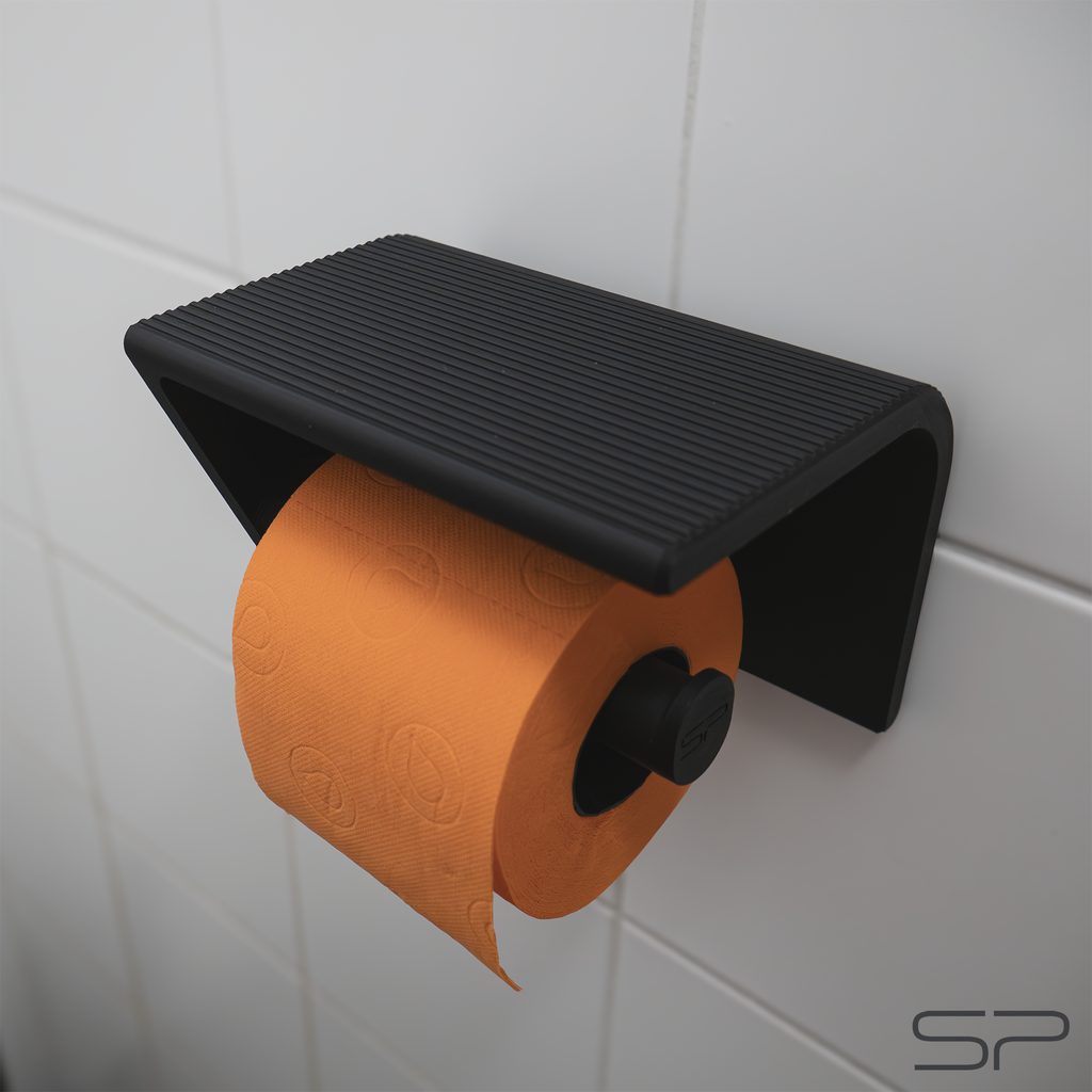 3D-gedruckter Toilettenpapierhalter mit Handy- und Tablet-Ständer sowie Ablage | variabler Betrachtungswinkel | ohne Bohren