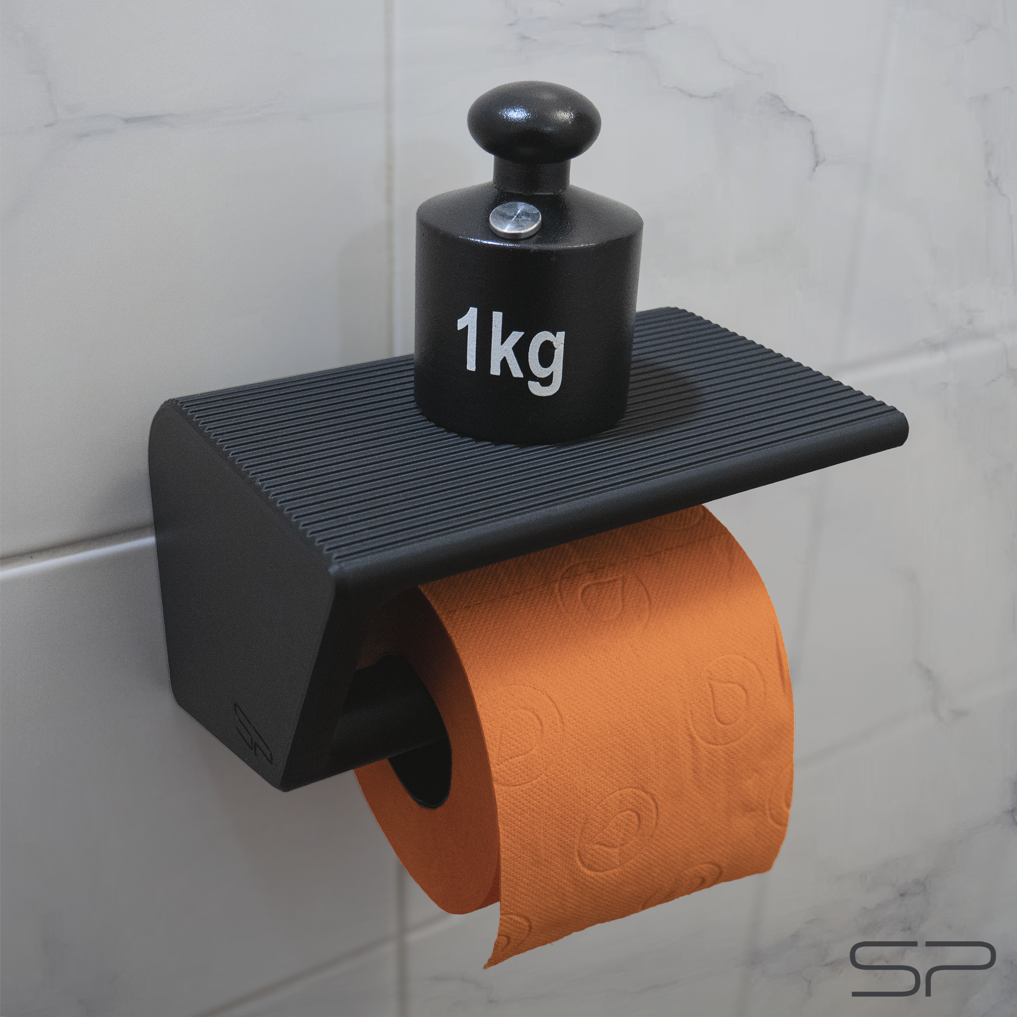 3D-gedruckter Toilettenpapierhalter mit Handy- und Tablet-Ständer sowie Ablage | variabler Betrachtungswinkel | ohne Bohren