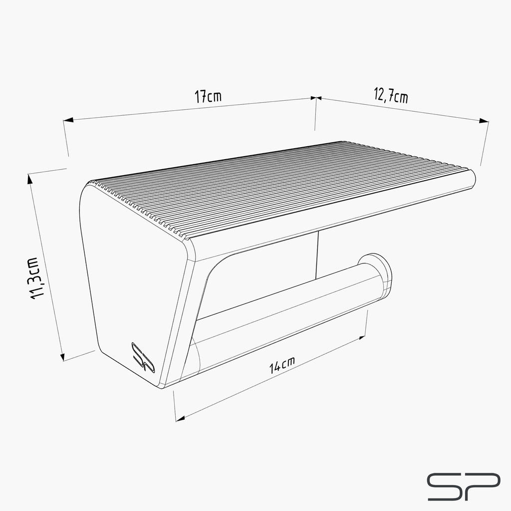 3D-gedruckter Toilettenpapierhalter mit Handy- und Tablet-Ständer sowie Ablage | variabler Betrachtungswinkel | ohne Bohren