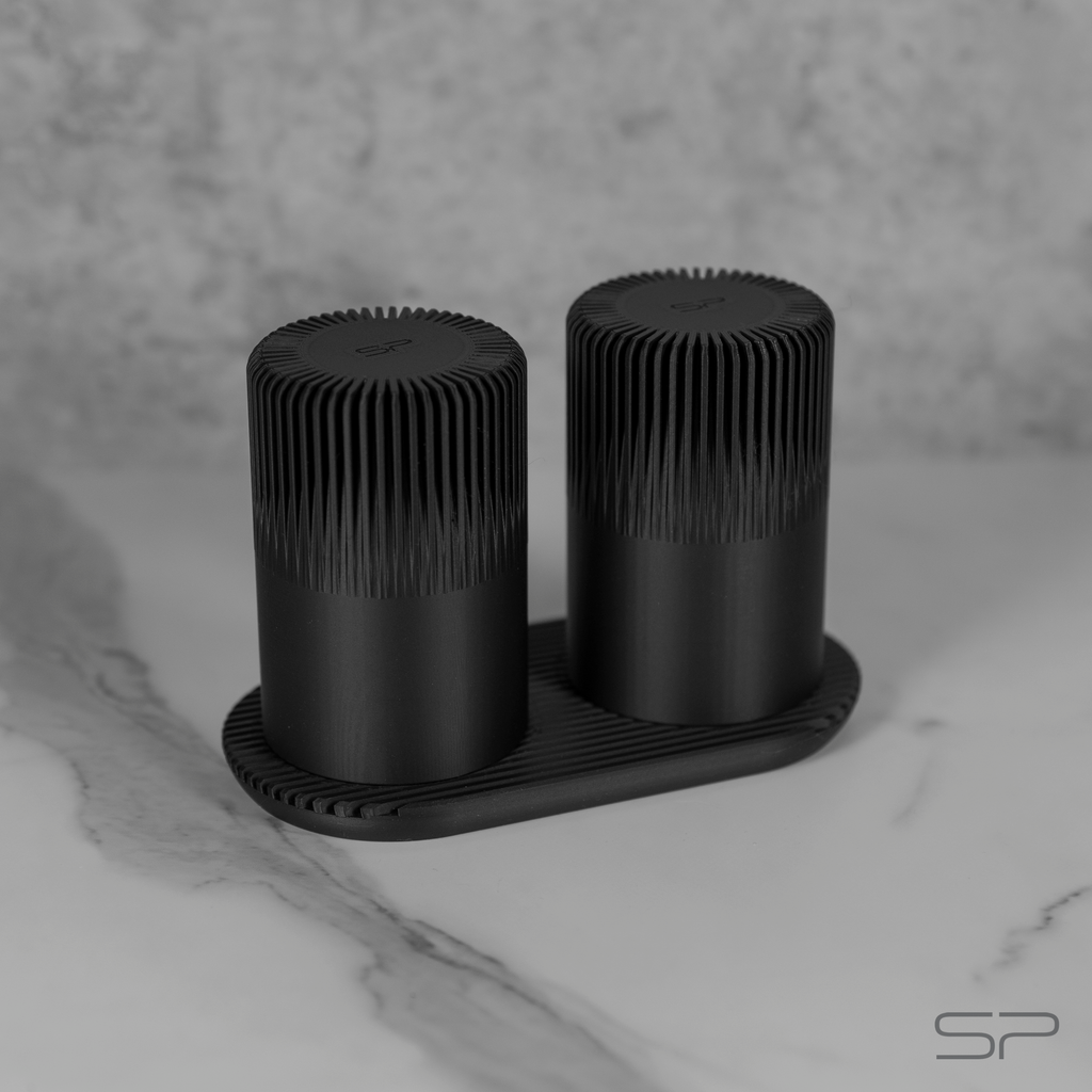 Design Zahnputzbecher Set mit Ablage | 2 Zahnbürstenbecher | Ablage mit Abtropfrillen | Minimalistischer Design Zahnbürstenhalter